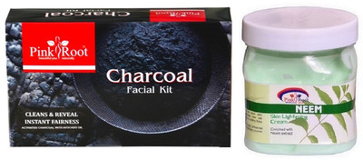 

Pink Root CHARCOAL FACIAL KIT 83GM WITH NEEM CREAM 500ML(Set of 2)