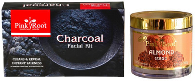 

Pink Root CHARCOAL FACIAL KIT 83GM WITH ALOMOND SCRUB 100GM(Set of 2)