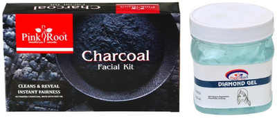 

Pink Root CHARCOAL FACIAL KIT 83GM WITH DIAMOND GEL 500ML(Set of 2)