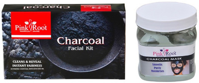

Pink Root CHARCOAL FACIAL KIT 83GM WITH CHARCOAL MASK 500ML(Set of 2)