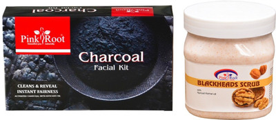 

Pink Root CHARCOAL FACIAL KIT 83GM WITH BLACKHEADS SCRUB 500ML(Set of 2)