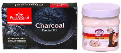 

Pink Root CHARCOAL FACIAL KIT 83GM WITH GARLIC HAIR MASK 500ML(Set of 2)