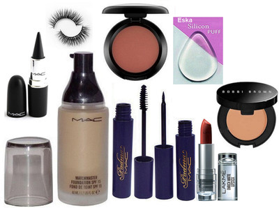 

eska Silicon Puff, Foundation SPF 15 & Enrich Matte Lipstick, Padma Eyeliner, Mascara, Blusher, Stick Kajal, Eyelashes & Concealer(Set of 9)