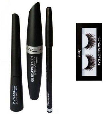 

jollity Eyelash Black And MAC 3 In 1(Eyebrow Pencil,Kajal,Mascara)(Set of 4)