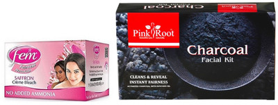 

Pink Root CHARCOAL FACIAL KIT 83GM WITH FEM SAFFRON BLEACH 30GM(Set of 2)