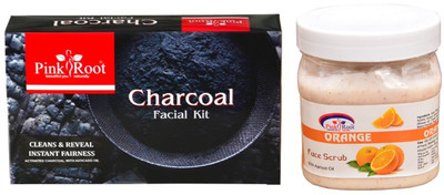 

Pink Root CHARCOAL FACIAL KIT 83GM WITH ORANGE SCRUB 500ML(Set of 2)