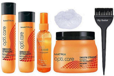 

big Basket Hair Brush, Shower Cap, Matrix Opticare Smooth & Straight Hair Shampoo 350ml +200ml Shampoo & Hair Spa & Split End Serum 100ml(Set of 6)