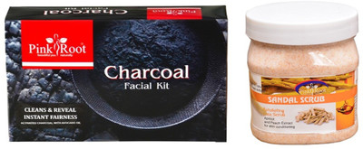 

Pink Root CHARCOAL FACIAL KIT 83GM WITH SANDAL SCRUB 500ML(Set of 2)