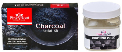

Pink Root CHARCOAL FACIAL KIT 83GM WITH DIAMOND MASK 500ML(Set of 2)