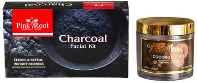 

Pink Root CHARCOAL FACIAL KIT 83GM WITH COCONUT SCRUB 100GM(Set of 2)