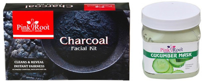

Pink Root CHARCOAL FACIAL KIT 83GM WITH CUCUMBER MASK 500ML(Set of 2)