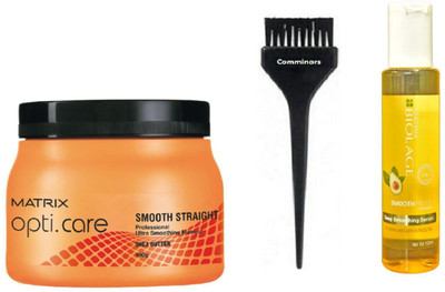 

comminors of hair Brush & Opticare ultra smooth hair spa & Biolage smooth serum ( set of 3)(Set of 1)