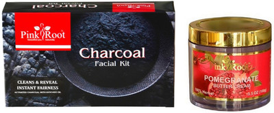 

Pink Root CHARCOAL FACIAL KIT 83GM WITH POMEGRANATE CREAM 100GM(Set of 2)