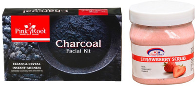 

Pink Root CHARCOAL FACIAL KIT 83GM WITH STRAWBERRY SCRUB 500ML(Set of 2)