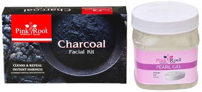 Pink Root CHARCOAL FACIAL KIT 83GM WITH PERAL GEL 500ML(Set of 2)