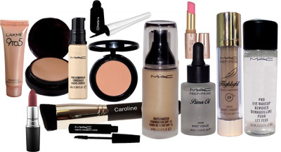 

caroline M keup Brush&Pro Long We r M c Conce ler&M tch M ster Found tion&Blusher&Two w y Comp ct&Eyeliner&H ute N ughty M sc r &M tte Finish Lipstick&Prep+Prime Primer Oil&Skin B se Vis ge Highlight&M keup Remover&9to5 Lipstick&Mousse 6gm(Set of 13)