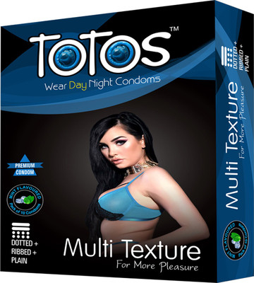 TOTOS MULTI TEXTURE WITH DOTTED CONDOM MINT FOR MENS PACK 1 Condom(10S)