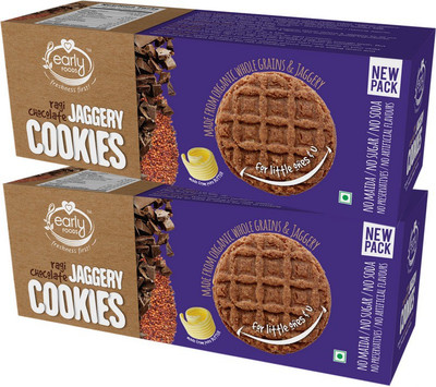 

Early Foods Pack of 2 - Organic Ragi and Choco Jaggery Cookies 150g X 2 - Healthy Kids Snack(300 g, Pack of 2)