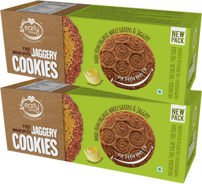 

Early Foods Pack of 2 - Organic Ragi & Amaranth Jaggery Cookies 150g X 2 - Healthy Kids Snack(300 g, Pack of 2)