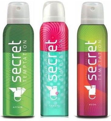 

Secret Temptation Affair, Candy and Neon Deodorant Spray - For Women(450 ml, Pack of 3)