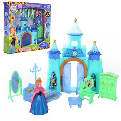 

Emob Beautiful Princess Dream Castle Toy for Kids with Little Princess and Accessories(Blue)