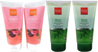 VLCC COMBO KIT OF NEEM & MULBERRY & ROSE FACE WASH (150ml*2) Face Wash(600 g)