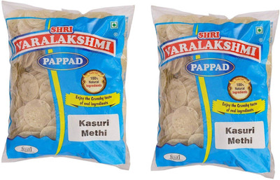 

varalakshmi Kasuri Methi Flavoured Sabudana Papad 500 Grams (Pack of 2) Masala Papad 1000 g(Pack of 2)