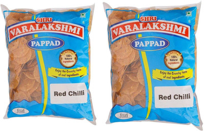 

varalakshmi Red Chilli Flavoured Sabudana Pappad 500 Grams (Pack of 2) Masala Papad 1000 g(Pack of 2)