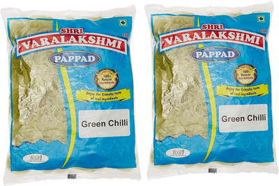 

varalakshmi Green Chilli Flavoured Sabudana Pappad 500 Grams (Pack of 2) Masala Papad 1000 g(Pack of 2)