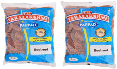 

varalakshmi Beetroot Flavoured Sabudana Pappad 500 Grams (Pack of 2) Masala Papad 1000 g(Pack of 2)