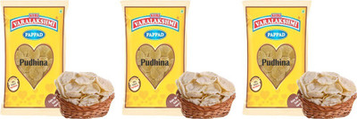 varalakshmi Mint Flavoured Sabudana Pappad Pack of 3 (300grams) Masala Papad 300 g(Pack of 3)