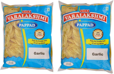 

varalakshmi Garlic Flavoured Sabudana Pappad 500 Grams (Pack of 2) Masala Papad 1000 g(Pack of 2)