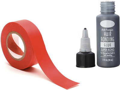 

Ritzkart 2 IN 1 OFFER 3 mm Double sided transparent Tape For Attach Hair Patch/Wig with hair bonding glue Hair Accessory Set(Red)