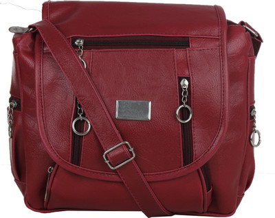 

Element Cart Women Casual Maroon PU Sling Bag