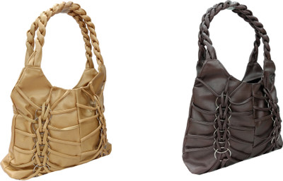

Lifestyle Fashion Hand-held Bag(Gold, Brown), Brown;gold