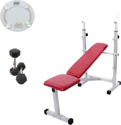 

Lifeline Multi Bench 307 Bonus With Dumbbell Rod 14" Set and Weight Scale Home Gym Combo(100 - 120 kg)