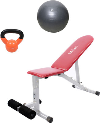 

Lifeline Adjustable Bench 311 Bonus With Fitness Gym Ball and Kettle Bell 4 kg Home Gym Combo(100 - 120 kg)