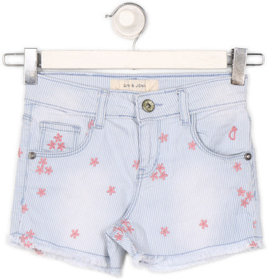 

Gini & Jony Short For Girl's Casual Printed Denim(Light Blue, Pack of 1, Ice wash(7000)
