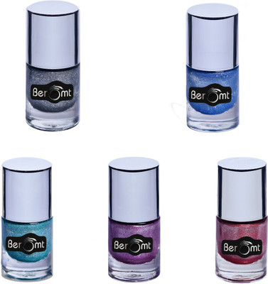 

Beromt Sand Nail Polish Combo of 5, Silver Blue Purple Red Silverish Cloud, Sapphire, Aqua Marine, Orchid, Blood Shoot(Pack of 5)