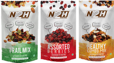 

N2H Trail Mix Healthy Mix Assorted Berries Combo Assorted Fruit, Strawberries, Cranberries, Almonds, Cashews, Pistachios, Cherries(400 g, Pouch)