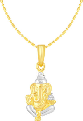 Sukai Jewels Kriplau Ganpati Gold-plated Cubic Zirconia Alloy, Brass Pendant