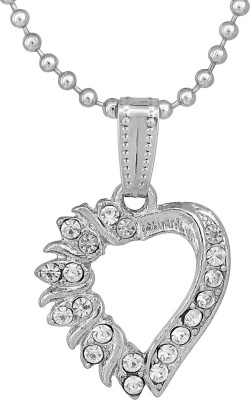 memoir Silver plated CZ studded heart shape Fashion pendant Men women Silver Cubic Zirconia Brass Pendant