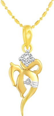 Sukai Jewels Shiva OM Gold-plated Cubic Zirconia Alloy, Brass Pendant
