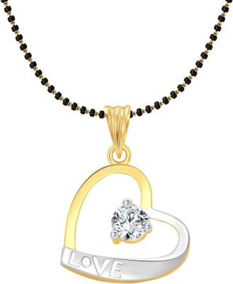 VIGHNAHARTA Love Heart Solitaire -VFJ1149MSPG Gold-plated Cubic Zirconia Alloy, Brass Pendant