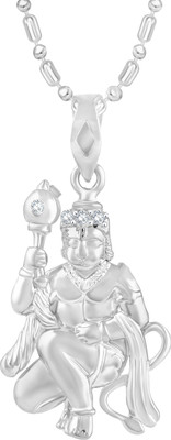 Sukai Jewels Rhodium Cubic Zirconia Alloy, Brass Pendant