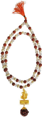 rich & famous Shiv Shakti Kavach Rudraksha Damru Pendant Gold-plated Beads Brass Pendant