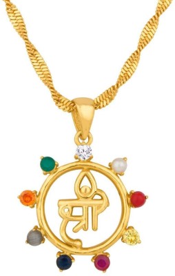 RUDRA DIVINE Item Title: Rudra Divine Shri Navratan Pendant24Ct Gold Plated With Real Semi-Precious Gemstone With Gold Plated Chain Gold-plated Agate, Jade, Quartz, Crystal Metal Pendant