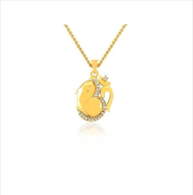 MYKI Dazzling Cubic Zircon Gold Plated OM Ganesh Pendant for Men, Women, Girls & Boys Gold-plated Cubic Zirconia Alloy Pendant