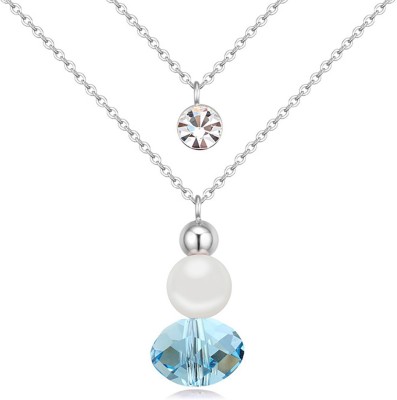Young & Forever Timeless Treasure Crystals from Swarovski Fresh Water Pearl Multilayer Pendant Necklace Silver Swarovski Crystal, Pearl Alloy Pendant