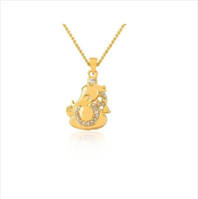 MYKI Dazzling Cubic Zircon Gold Plated OM Ganesh Pendant for Men, Women, Girls & Boys Gold-plated Cubic Zirconia Alloy Pendant